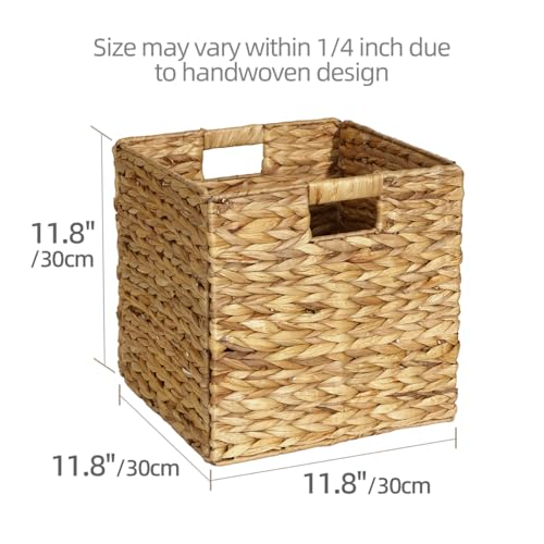 Wicker Storage Cubes with Handles, Foldable Square Baskets R657