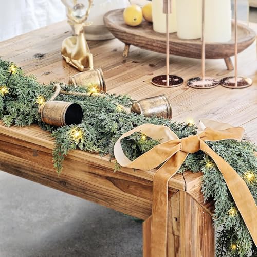 9ft Prelit Faux Pine Garland with Lights for Mantle K657616