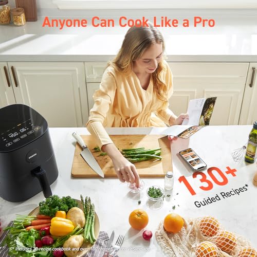 Compact 5QT Air Fryer with Glass Panel and Dishwasher-Safe Basket B429