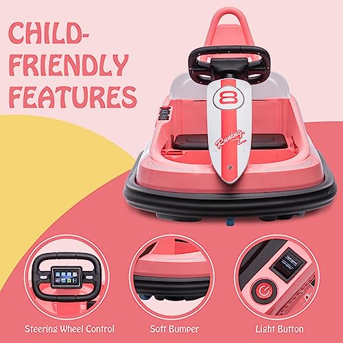 Bumper Car for Toddlers, 6V Electric Ride On Toy, 360 Degree Spin, Light & Music D292