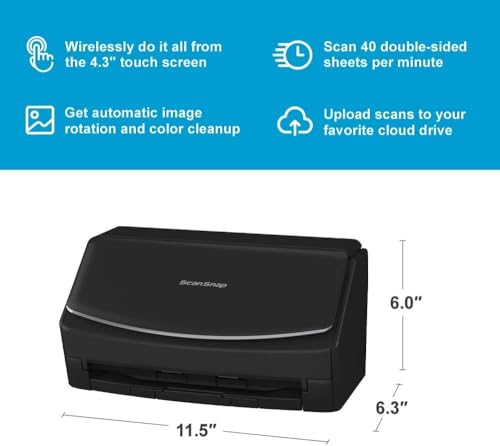 Wireless Document & Photo Scanner with Touchscreen, 40 PPM, Black M484514