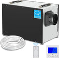 Crawl Space Dehumidifier,145 Pint Energy Star Commercial Dehumidifier,with Drain Hose, AutoDefrost, Memory Restart Starting,Whole House Dehumidifier for Basements, Warehouses