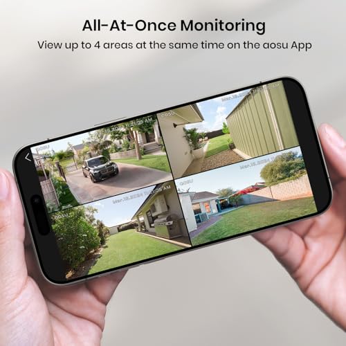 Wireless Outdoor Security Cameras, 4-Cam Kit, Solar Powered, 360° Pan & Tilt, 2K Color Night Vision M4408