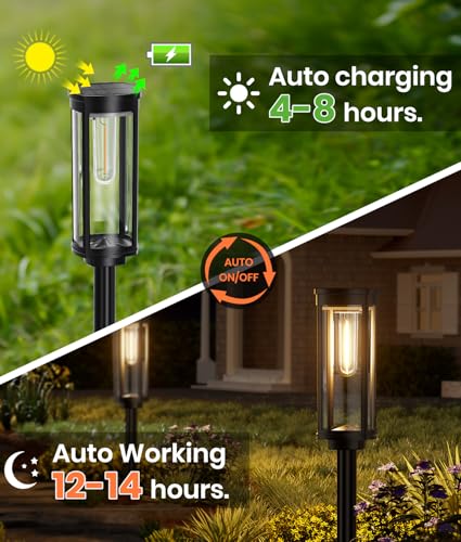 Solar Pathway Lights Outdoor, IP65 Waterproof, Auto On/Off for Yard Path A4634