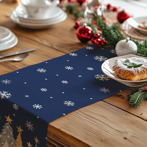 Christmas Table Runner 13x72 Inch, Red Winter Holiday Decor H348
