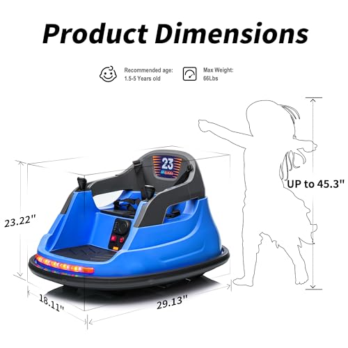 Kids Bumper Car with Remote Control, 3 Speeds - Blue U740787