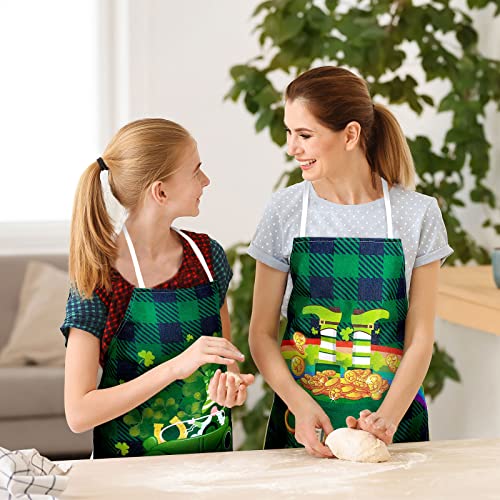 4Pcs Christmas Aprons Pink Xmas Tree Santa Deer Buffalo Plaid Adjustable Kitchen Cooking O6302