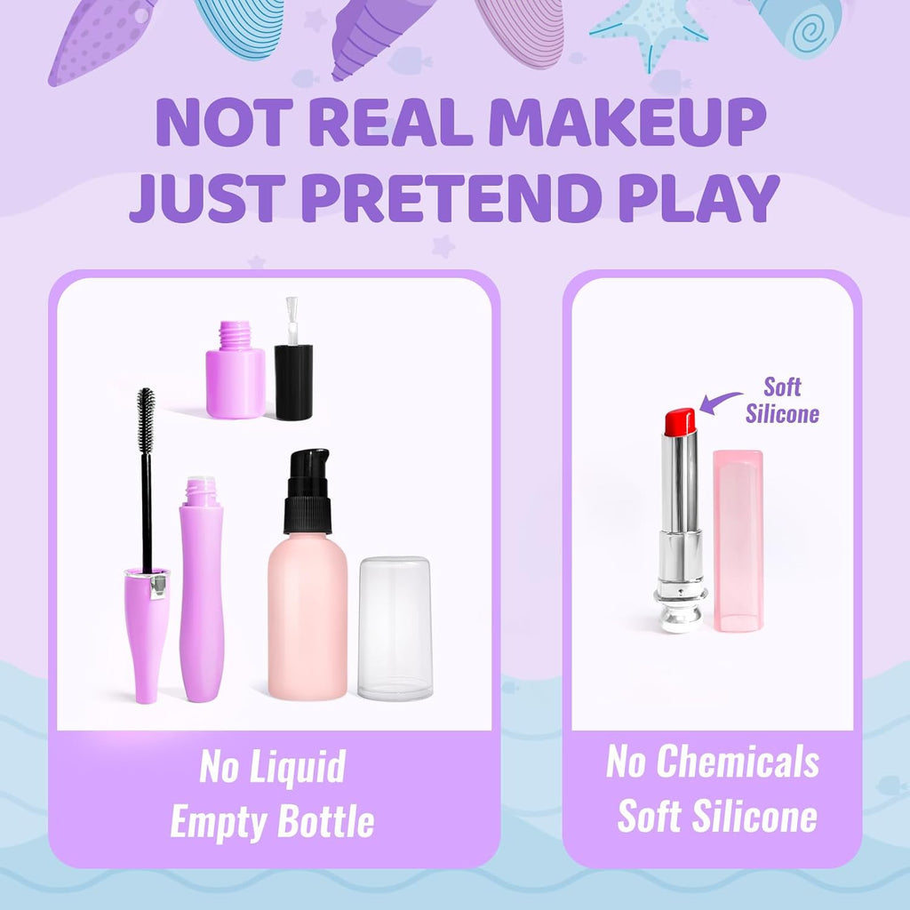 Pretend Makeup for Toddlers, Mermaid Toy Purse for Girls, Toddler Makeup Kit R76507