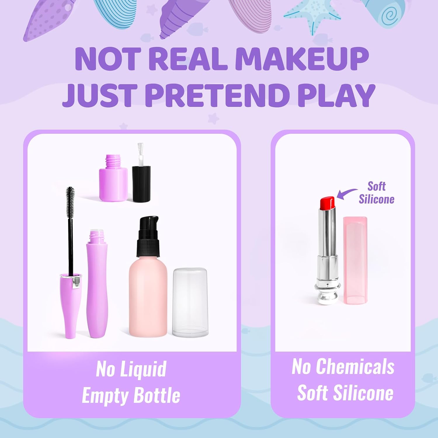 Pretend Makeup for Toddlers, Mermaid Toy Purse for Girls, Toddler Makeup Kit R76507