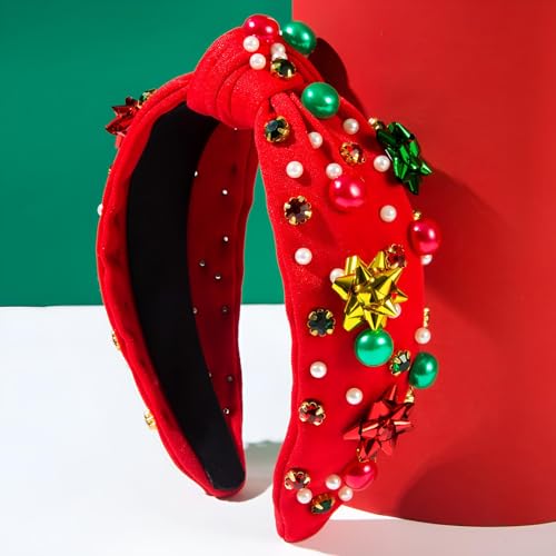 Christmas Pearl Rhinestone Headband for Women Holiday Party Hair Accessory K88231