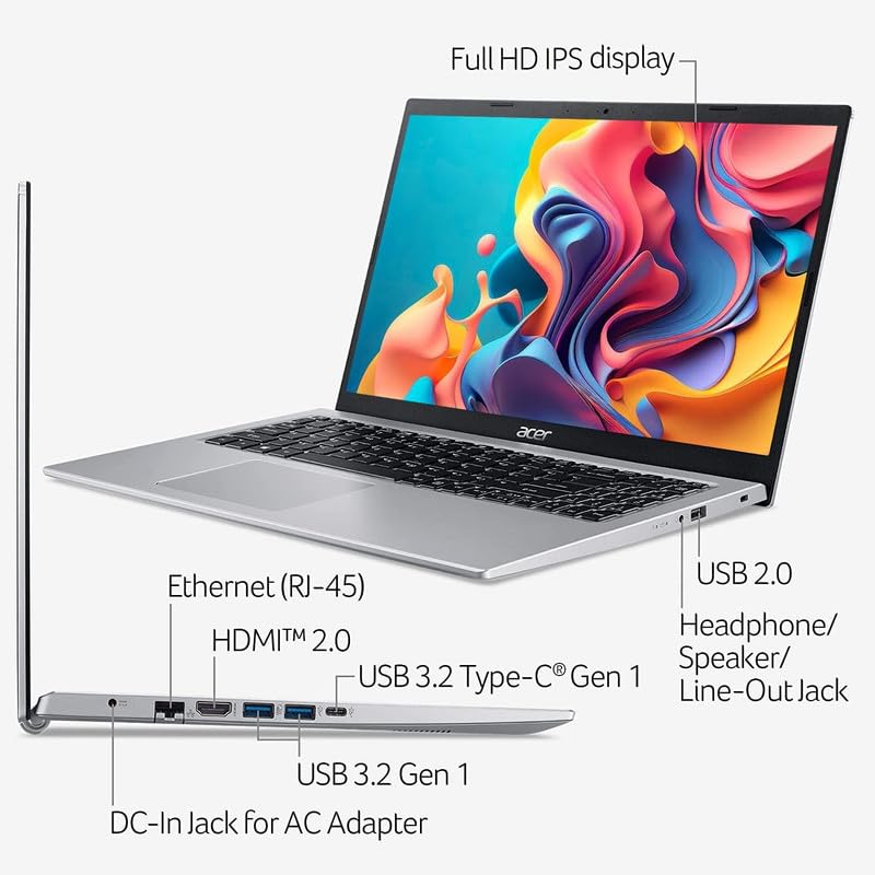 15.6" Full HD Laptop, 8GB RAM, 128GB eMMC, Windows 11S C1456