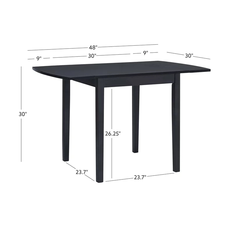 Square Wood Drop Leaf Table in Black P88507