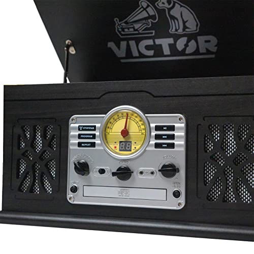 7-in-1 Turntable Music Center with 3-Speed Record Player, CD/MP3/Cassette, FM Radio, Bluetooth, Stereo Speakers V417052