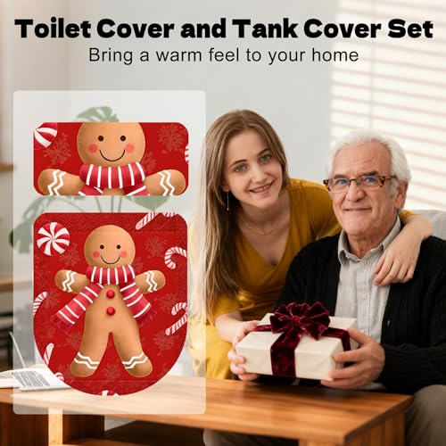 Christmas Toilet Lid Cover, Washable Seat and Tank Protector W1747