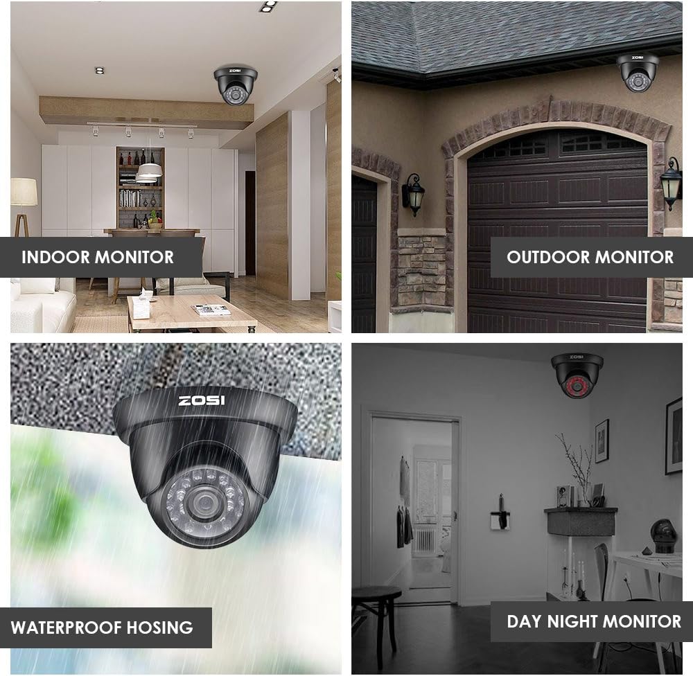 Home Security Camera System 8 Channel 1080P DVR with 4 Dome Cameras O663