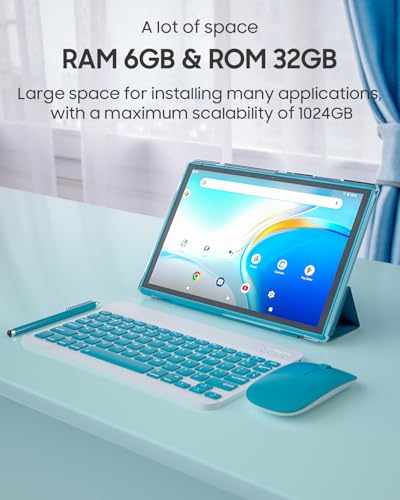 10 in Tablet 2 in 1 Android 14 with Keyboard, Mouse, Stylus Pen, Case, 6GB+32GB, WiFi-6 X68807