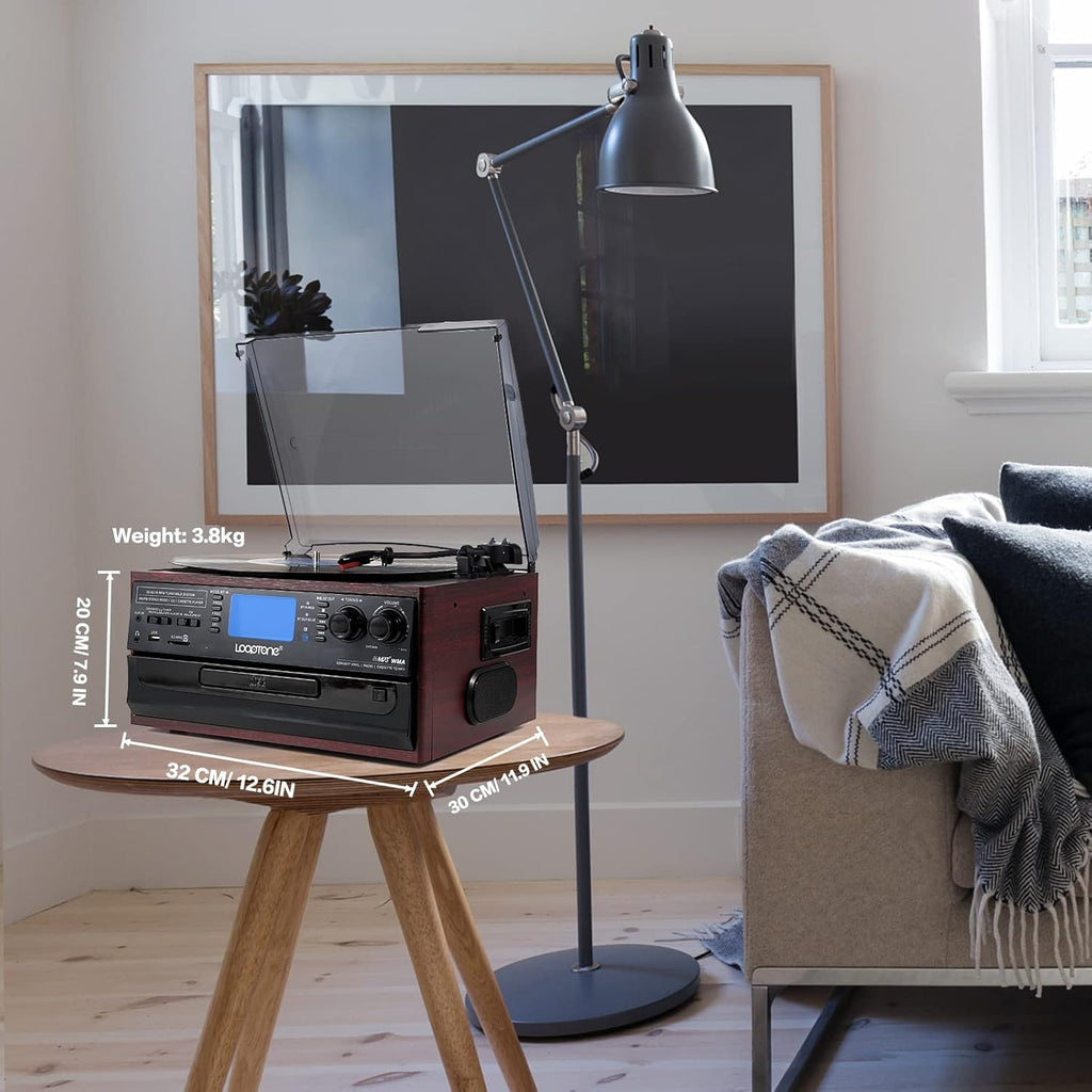 10 in 1 Bluetooth Record Player with Vinyl Turntable, CD, Cassette, AM/FM Radio N5434