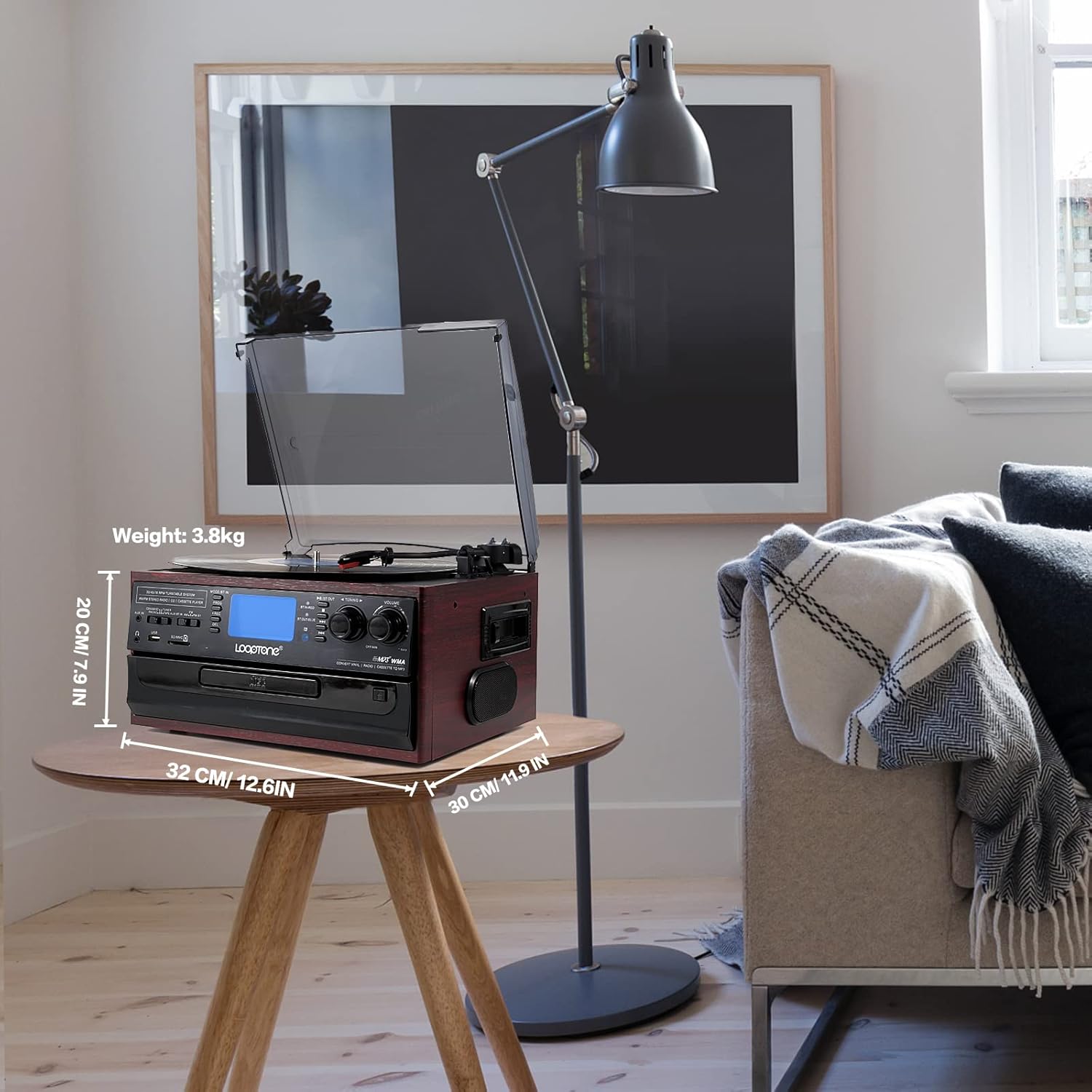 10 in 1 Bluetooth Record Player with Vinyl Turntable, CD, Cassette, AM/FM Radio N5434