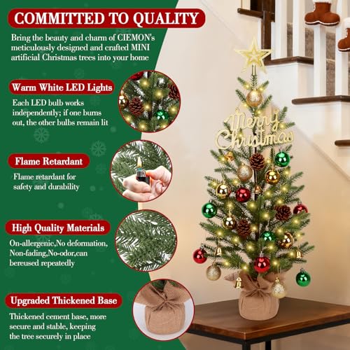 24-inch Tabletop Christmas Tree with 30 LED Lights and 26 Ornaments W25696