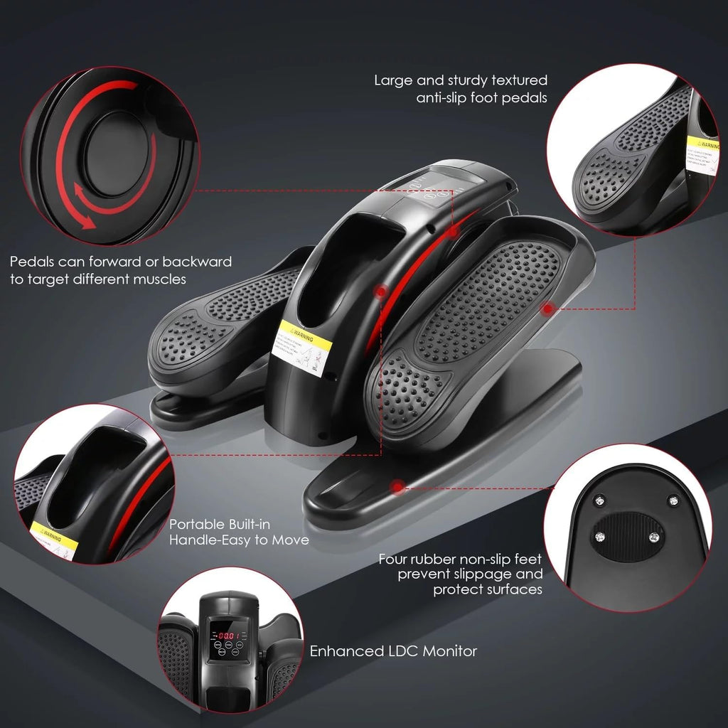Under Desk Elliptical Machine Electric Seated Pedal Exerciser with LCD Display and Remote Control O53848