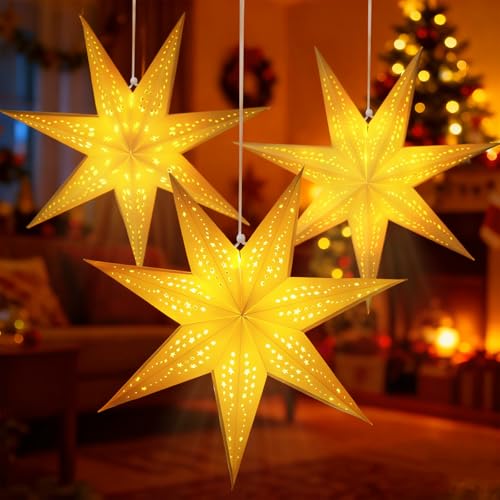 Christmas Paper Snowflake Lanterns with LED Lights for Holiday Party Decor A55544