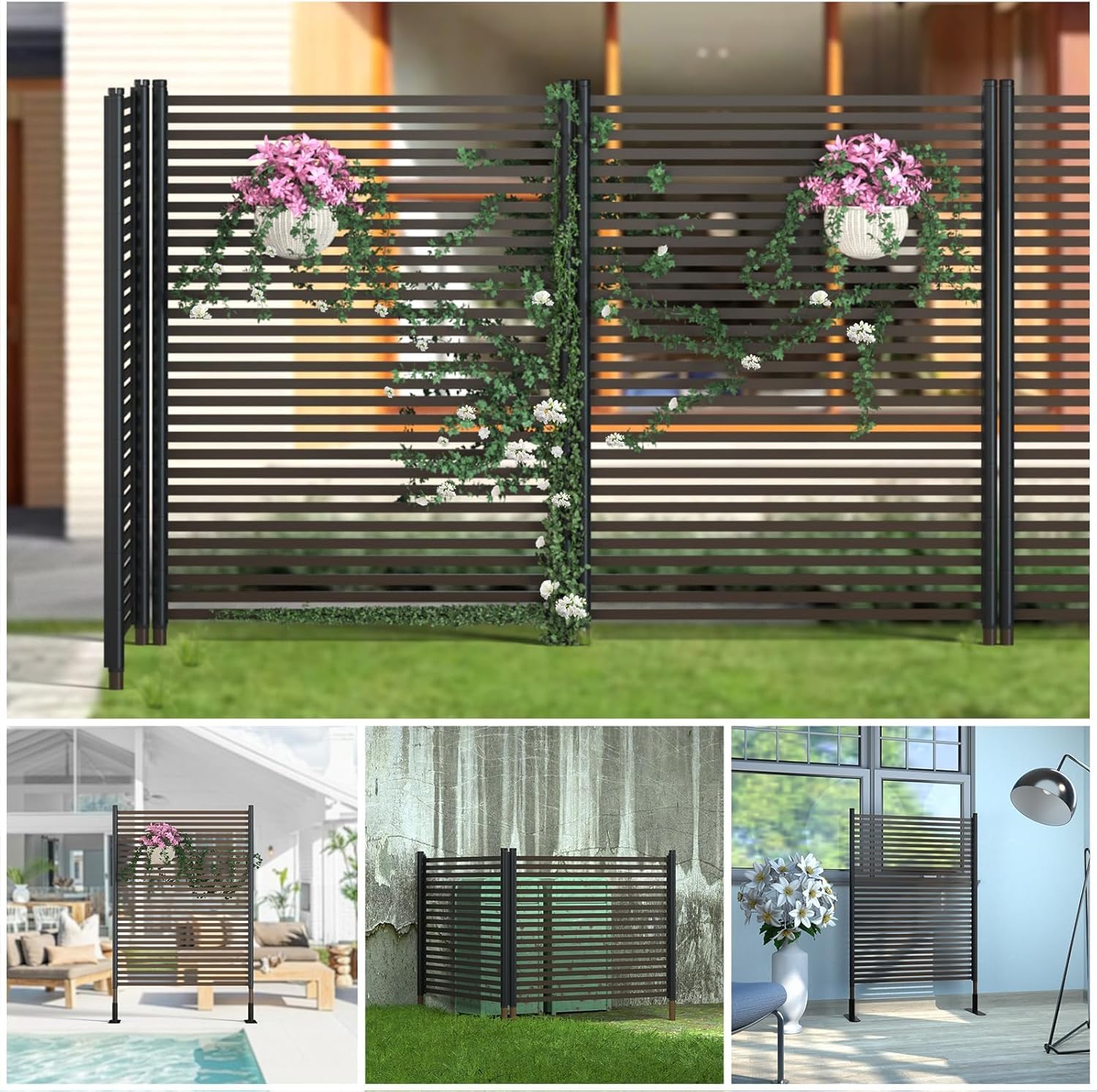 Metal Privacy Screen for Outdoor Terrace, 43x47 inches, 2 Panels S597224
