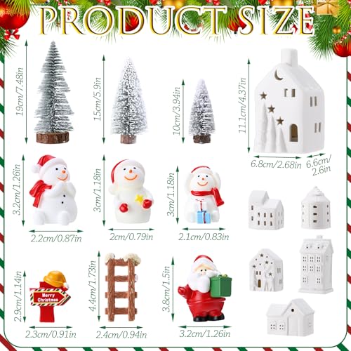 LED Ceramic Christmas Village Set with Light Up Houses and Figurines U9709