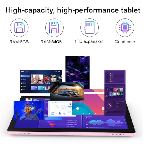 Tablet 10 Inch with Keyboard, 8GB RAM 64GB ROM K6429