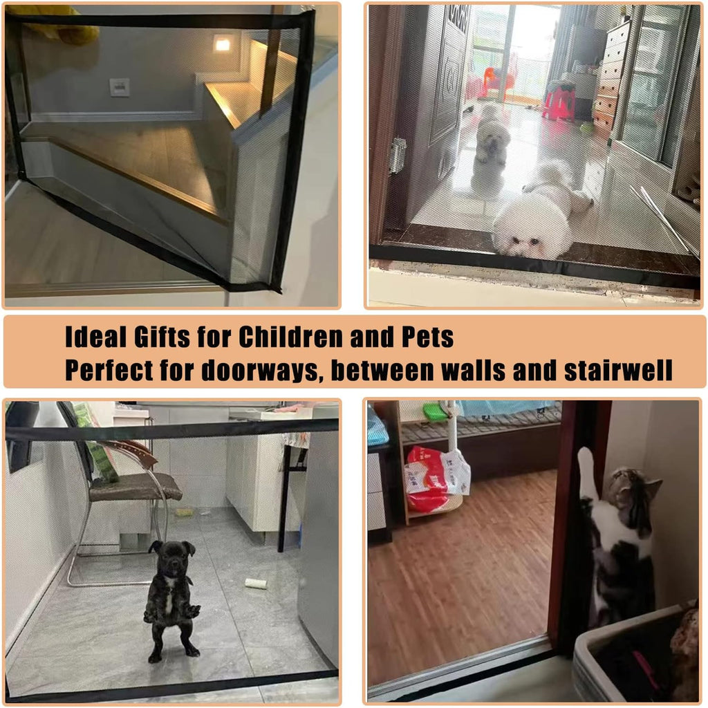 Dog Gate for Doorways, Stairs, No Drill Mesh Pet Fence, 43.5" W x 31" H T44728