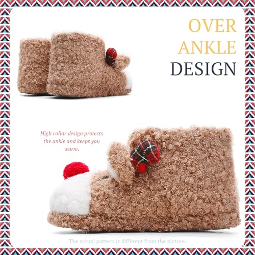 Women's Fuzzy Reindeer House Slippers Cozy Indoor Shoes W402399