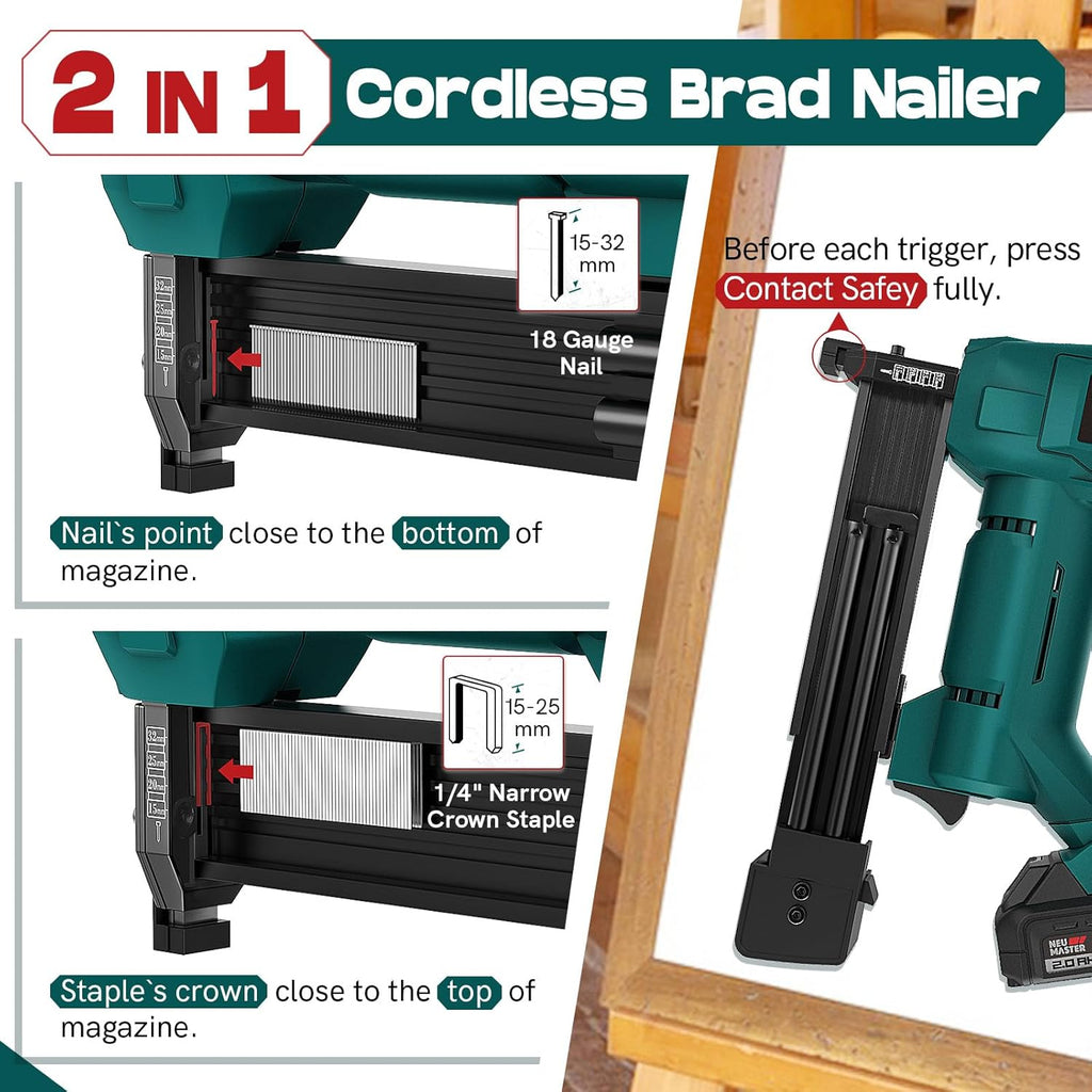 Cordless Brad Nailer and Staple Gun with Battery and Charger G111212