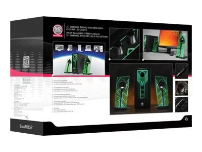 Computer Speakers with Stereo Sound and Green LED Glow Lights C715544