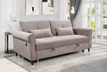 3 in 1 Convertible Sleeper Sofa Bed, Modern Fabric Loveseat Futon Sofa Couch with Pullout Bed,2 Pillows,Small Love Seat Lounge Sofa with Rolled Arm,USB Charging Port, Furniture for Living Room, Brown