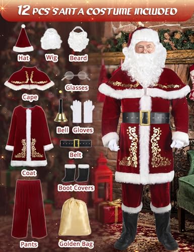 Men's Deluxe Santa Claus Costume with 12 Pieces W448003