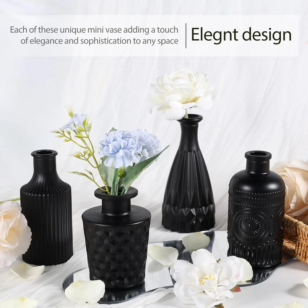 Mini Glass Bud Vases, Rustic Green & Black, Set of 12 R94245