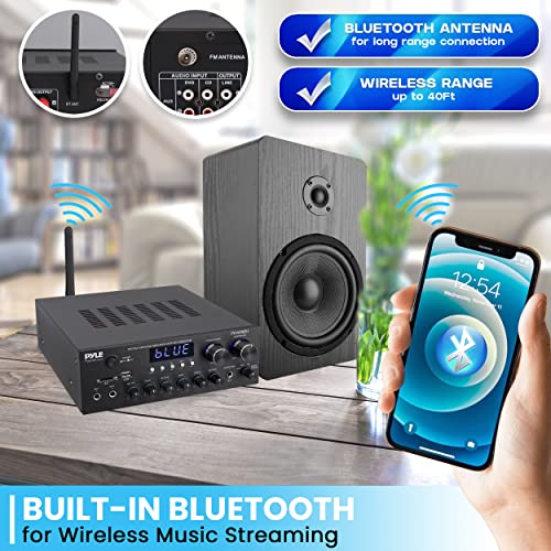 Stereo Power Amplifier 200W Peak with Bluetooth, LED Display, Dual Channel Receiver P458