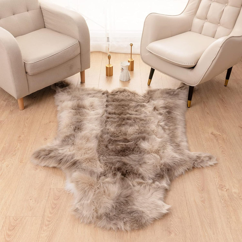 Faux Fur Area Rug for Bedroom Living Room, 4ft x 5ft, Brown L167629