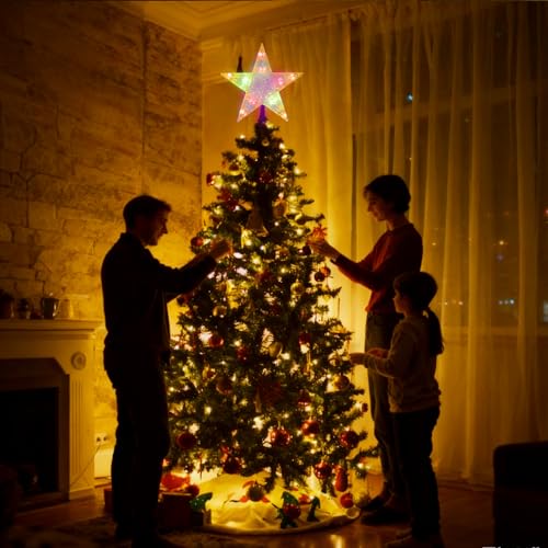 Color Changing Christmas Star Tree Topper with Remote and Timer F5367