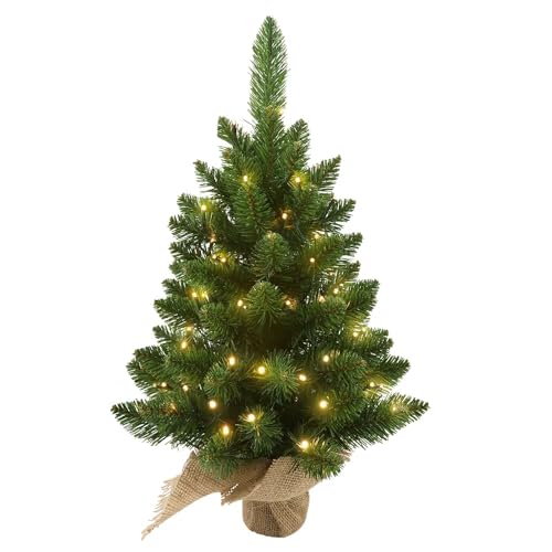 2ft Pre Lit Artificial Mini Christmas Tree with 50 LED Warm Lights F389906