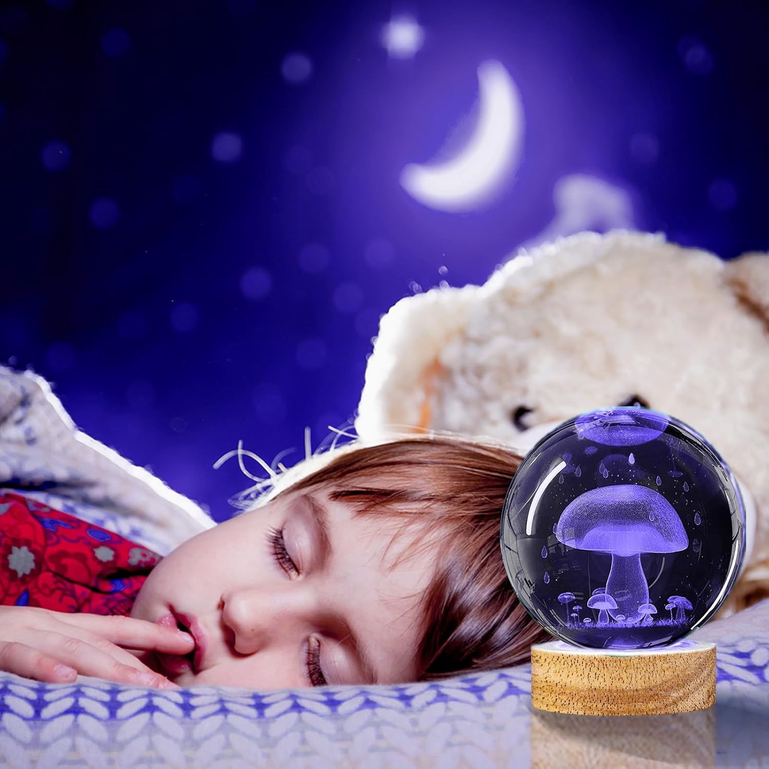 Mushroom Crystal Ball Night Light with Remote Control T924855