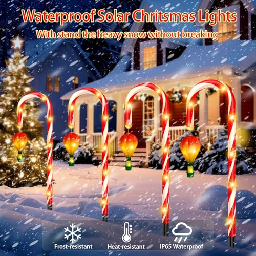 Outdoor Solar Christmas Decorations, 180 LED Candy Cane Lights, 8 Modes, Waterproof G88930