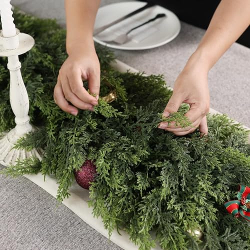 9ft Cedar Garland Artificial Christmas Garland for Fireplace Mantel Indoor Outdoor Decor O977063