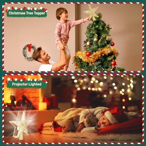 Snowflake Christmas Tree Topper LED Rotating with Projection Slides S187630