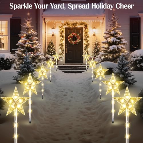 Solar Walkway Lights Outdoor, 8 Pack Candy Cane Christmas Decorations L731