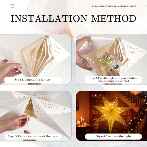 Christmas Paper Snowflake Lanterns with LED Lights for Holiday Party Decor A55544