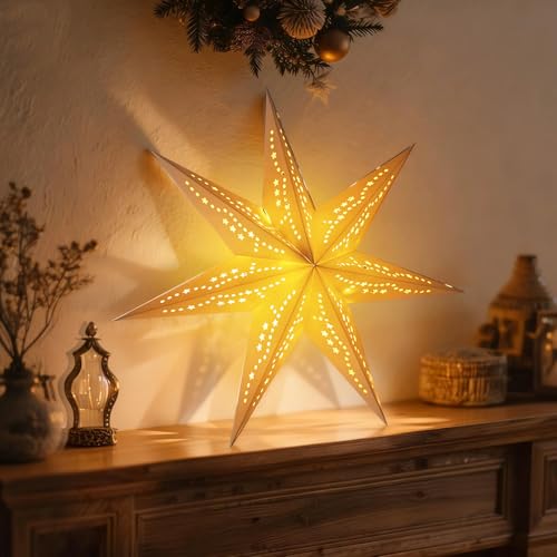 Christmas Paper Snowflake Lanterns with LED Lights for Holiday Party Decor A55544