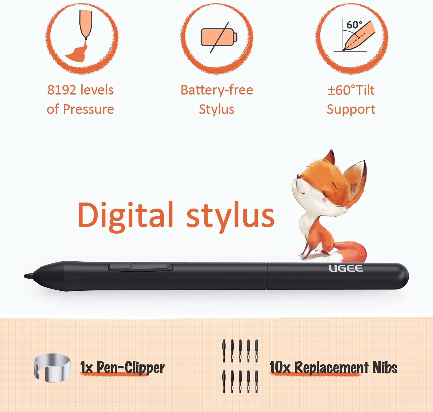 Graphics Drawing Tablet with Battery-Free Stylus and 8192 Pressure Levels O630
