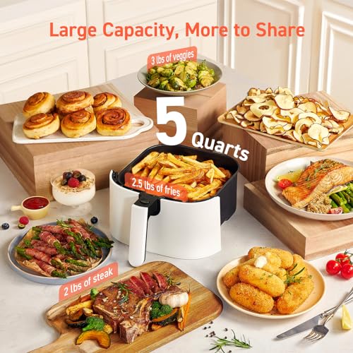 Compact 5QT Air Fryer with Glass Panel and Dishwasher-Safe Basket B429