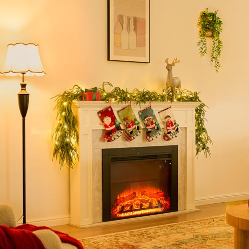 Prelit Norfolk Pine Garland with Lights for Mantle, 9FT V36154