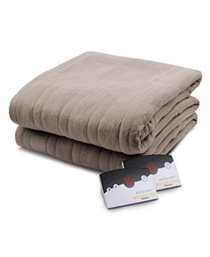Biddeford Blankets Comfort Knit Heated Blanket with Therapeutic Heat Settings, Machine Washable, Safety Tested & Approved - Perfect for Warm, Cozy Nights, Digital Controller, Queen, Fawn